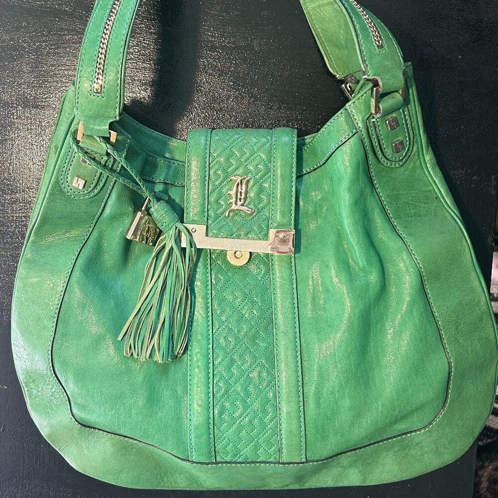 Rare L.A.M.B. Gwen Stefani Green Leather Shoulder Bag